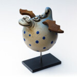 Drache "blaue Punkte" Keramik Drache blaue Punkte